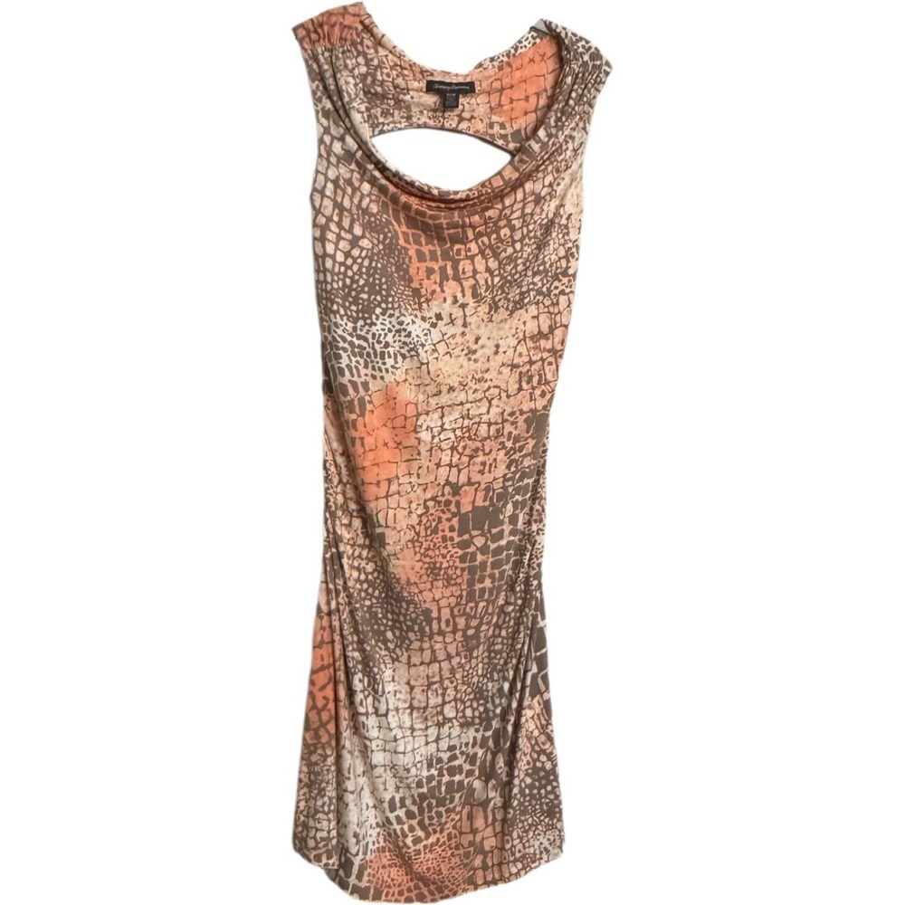 Tommy Bahama Summer Dress Pink Tan Snakeskin Print Peek A Boo Back Size M Soft